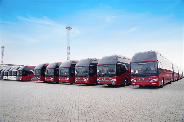 2025年中国沙特最大单！金旅234台高端旅游客运车扬帆启航
